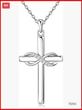 925 Sterling Silver Cross Infinity Necklace with Rose Gold Plating